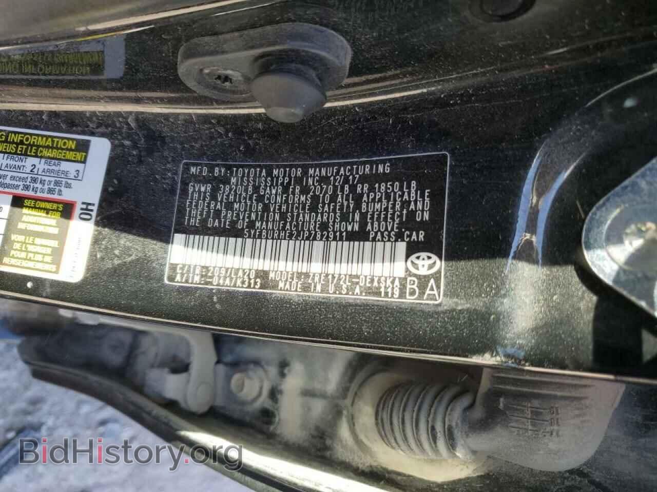 2018 TOYOTA COROLLA - VIN: 5YFBURHE2JP782911 - Фото 10
