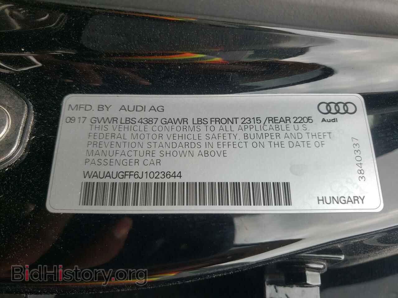 2018 AUDI A3 - VIN: WAUAUGFF6J1023644 - Фото 10