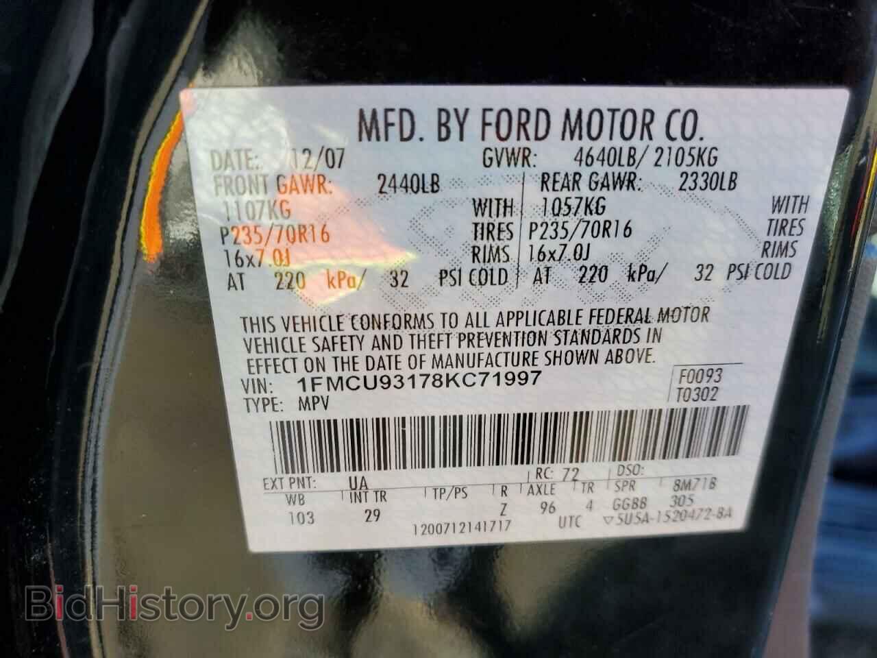2008 FORD ESCAPE - VIN: 1FMCU93178KC71997 - Photo 10