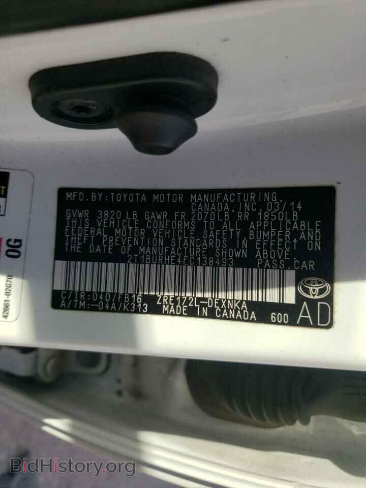 2014 TOYOTA COROLLA - VIN: 2T1BURHE4EC138493 - Фото 10