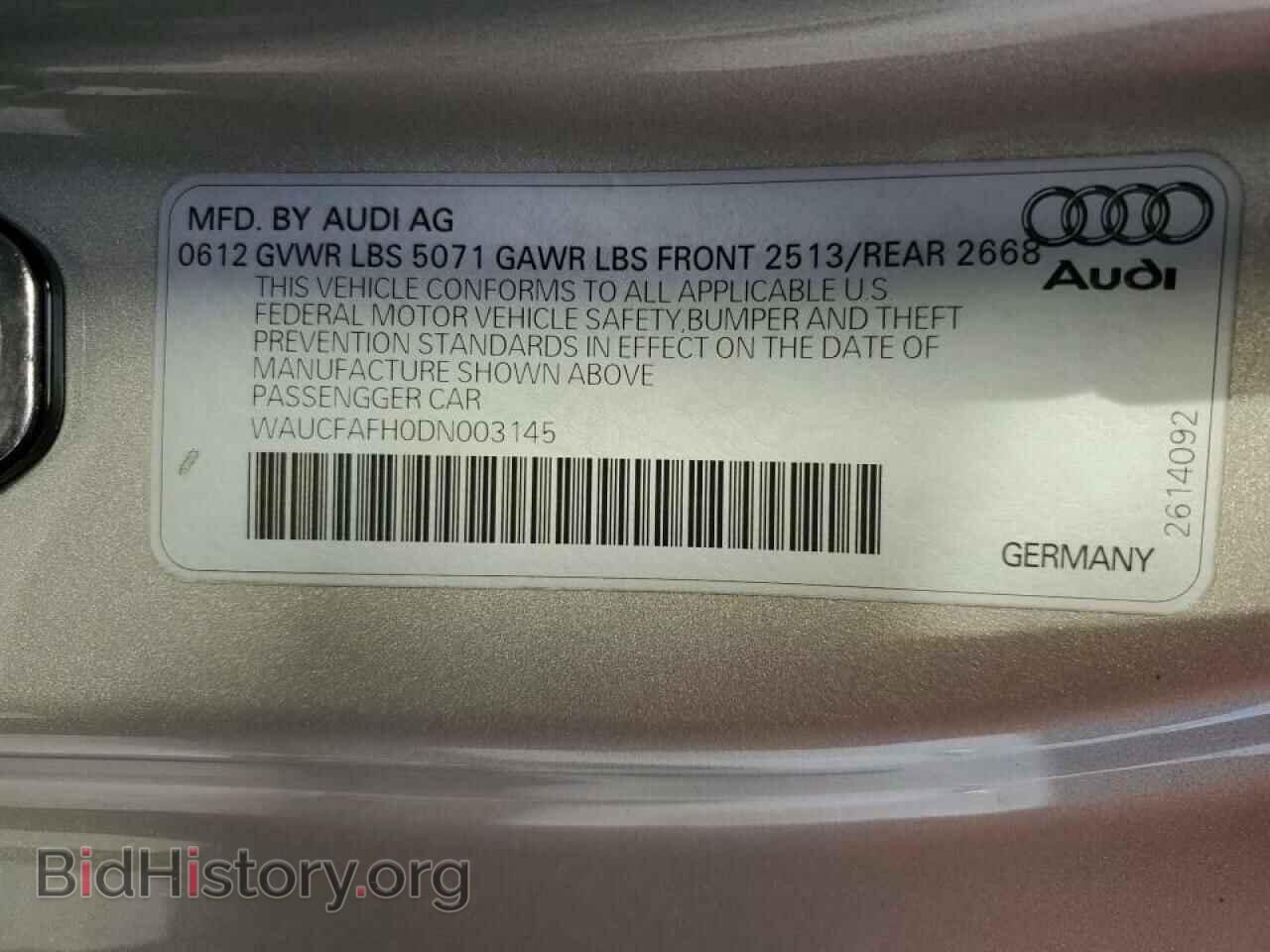 2013 AUDI A5 - VIN: WAUCFAFH0DN003145 - Фото 10