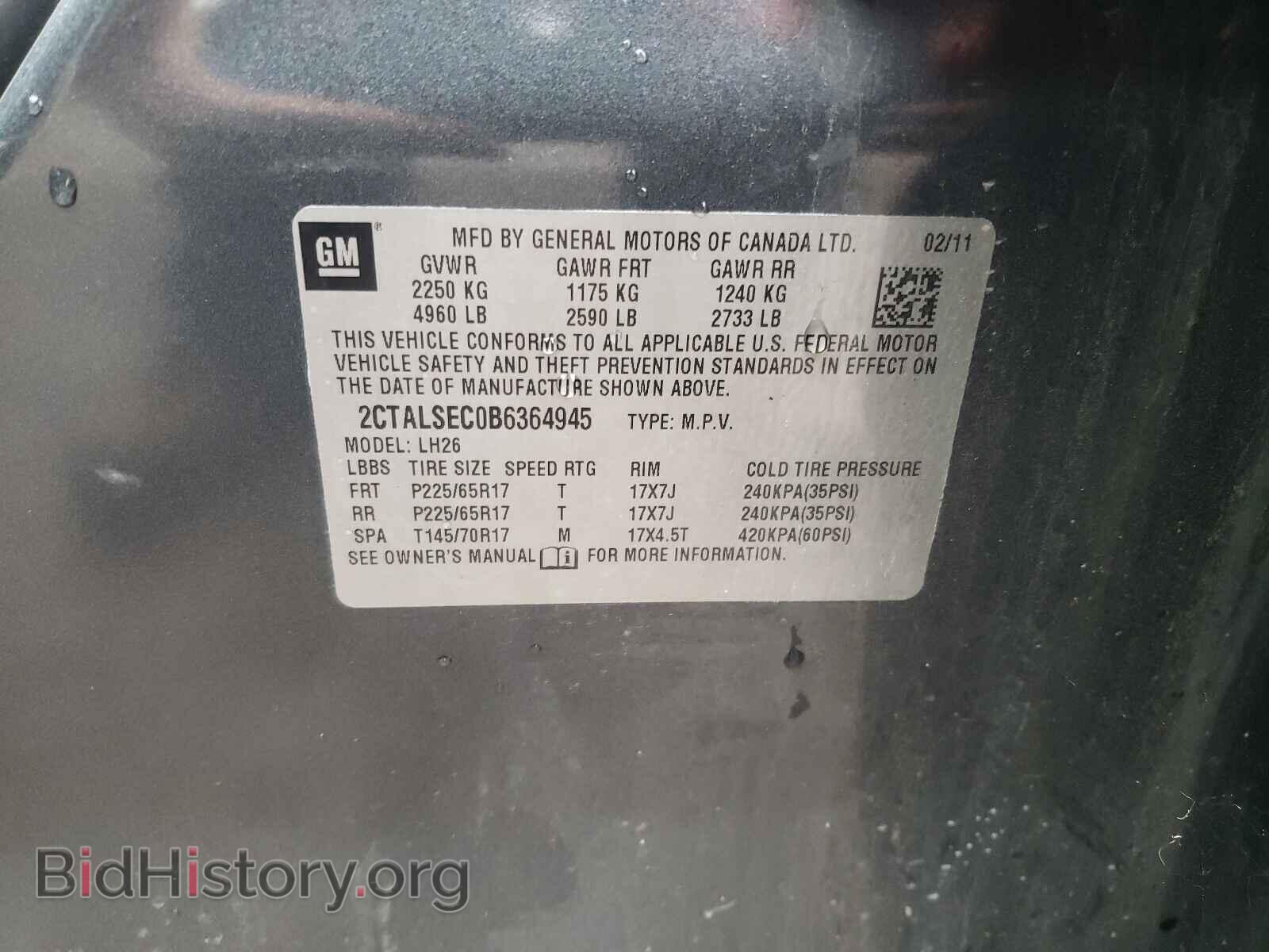 2011 GMC TERRAIN - VIN: 2CTALSEC0B6364945 - Photo 10