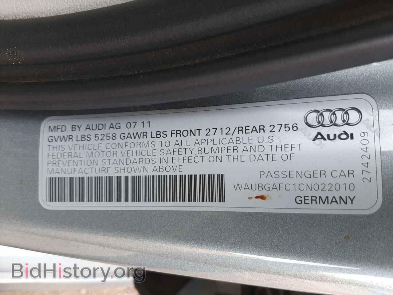 2012 AUDI A6 - VIN: WAUBGAFC1CN022010 - Photo 10