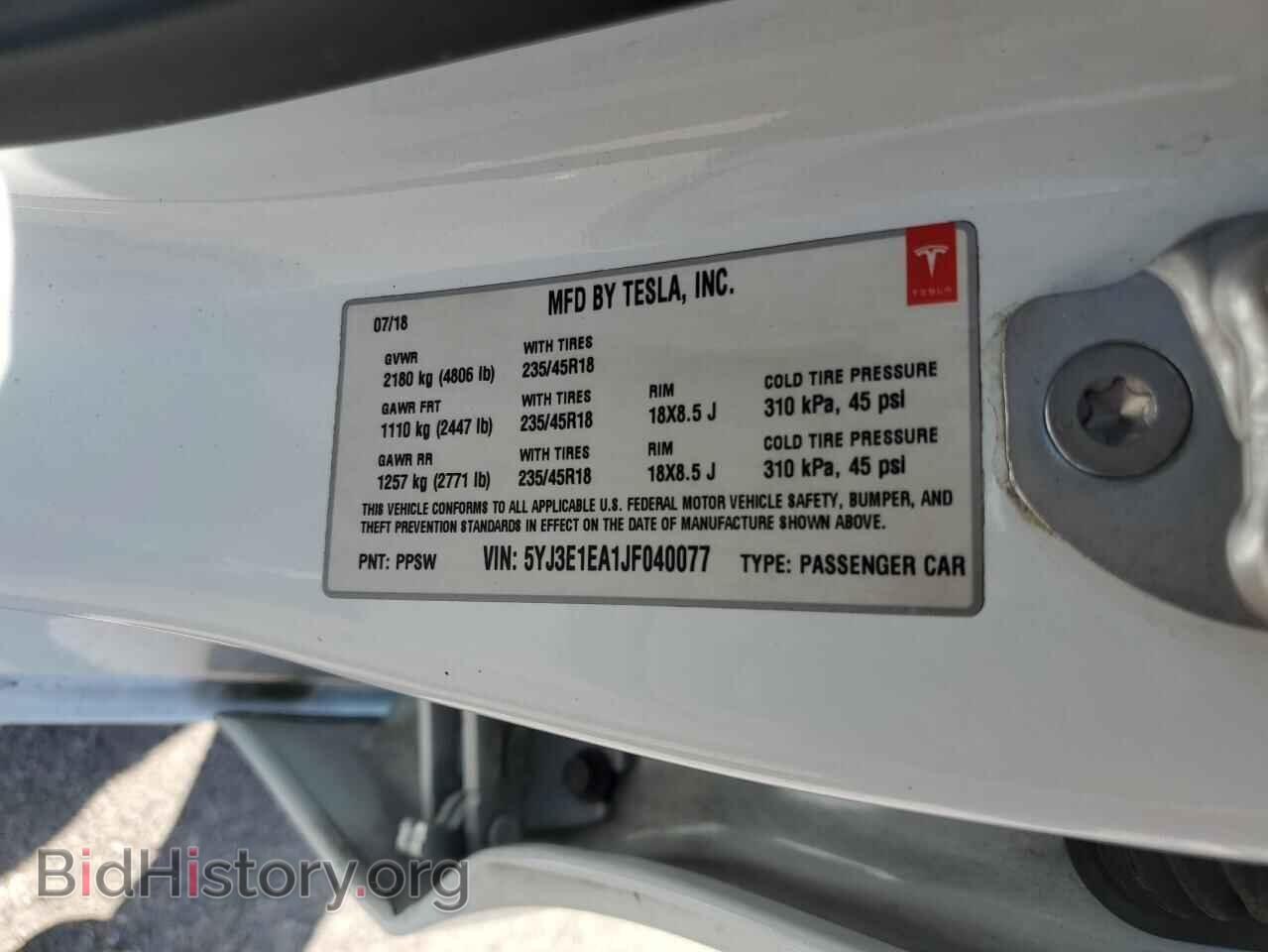 2018 TESLA MODEL 3 - VIN: 5YJ3E1EA1JF040077 - Photo 13