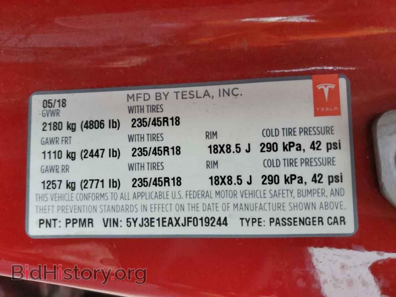 2018 TESLA MODEL 3 - VIN: 5YJ3E1EAXJF019244 - Photo 10