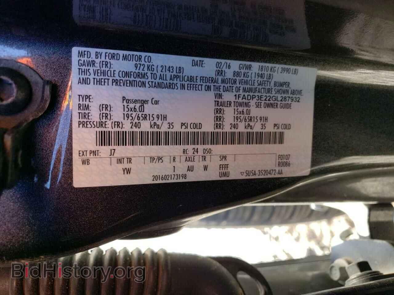 2016 FORD FOCUS - VIN: 1FADP3E22GL287932 - Фото 10