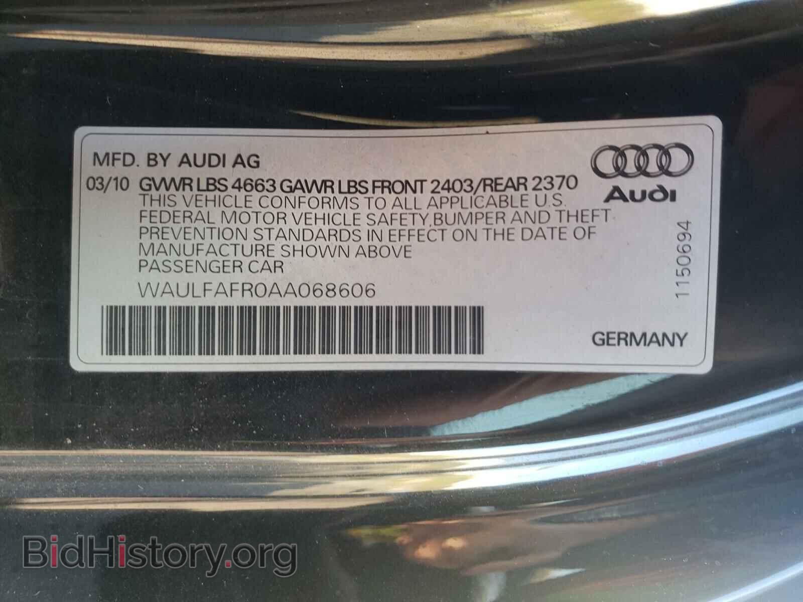 2010 AUDI A5 - VIN: WAULFAFR0AA068606 - Фото 10