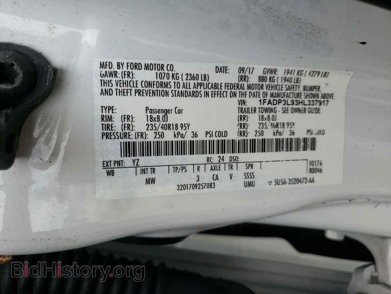 2017 FORD FOCUS - VIN: 1FADP3L93HL337917 - Фото 10