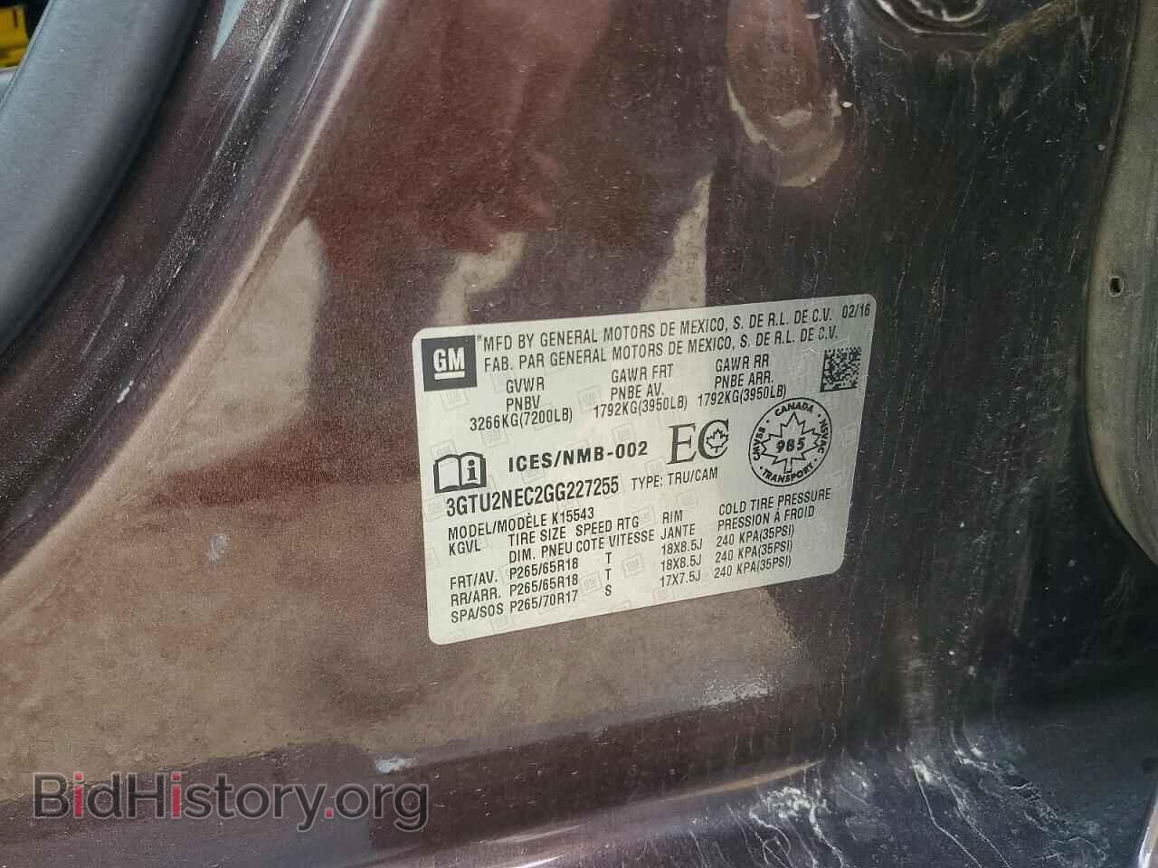 2016 GMC SIERRA - VIN: 3GTU2NEC2GG227255 - Фото 12