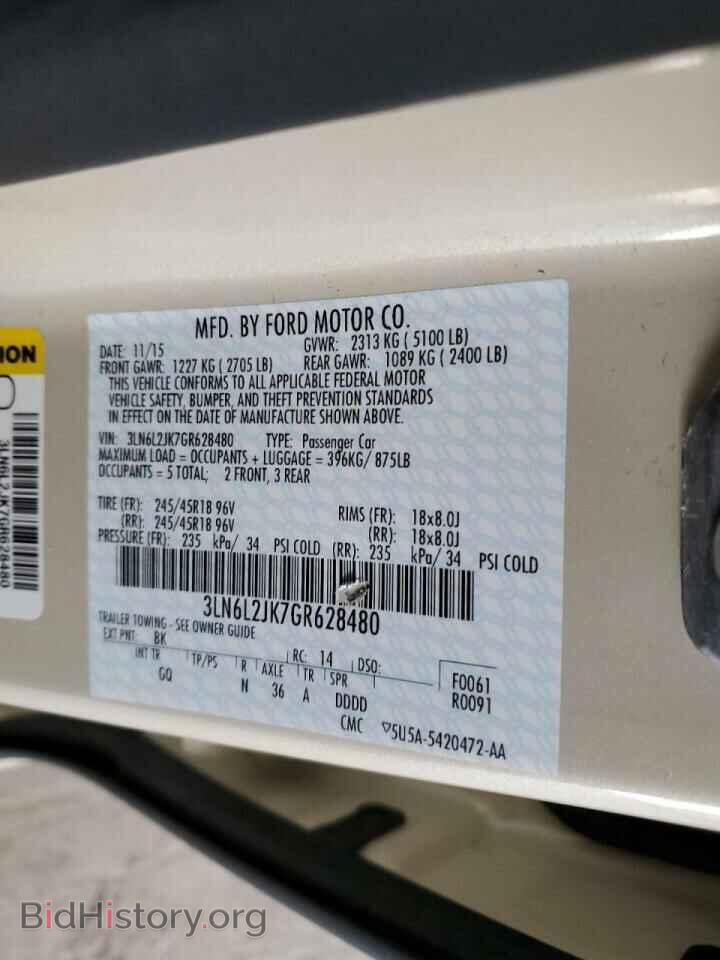 2016 LINCOLN MKZ - VIN: 3LN6L2JK7GR628480 - Photo 10
