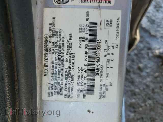 2012 FORD ALL Models - VIN: 3FAHP0HAXCR303745 - Фото 10