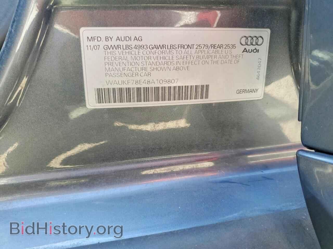 2008 AUDI A4 - VIN: WAUKF78E48A109807 - Фото 12