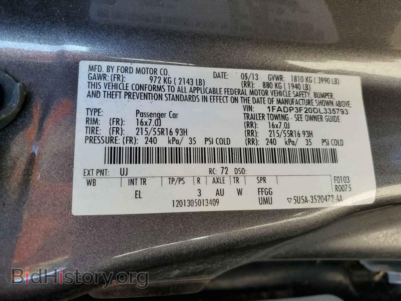 2013 FORD FOCUS - VIN: 1FADP3F20DL335793 - Фото 12