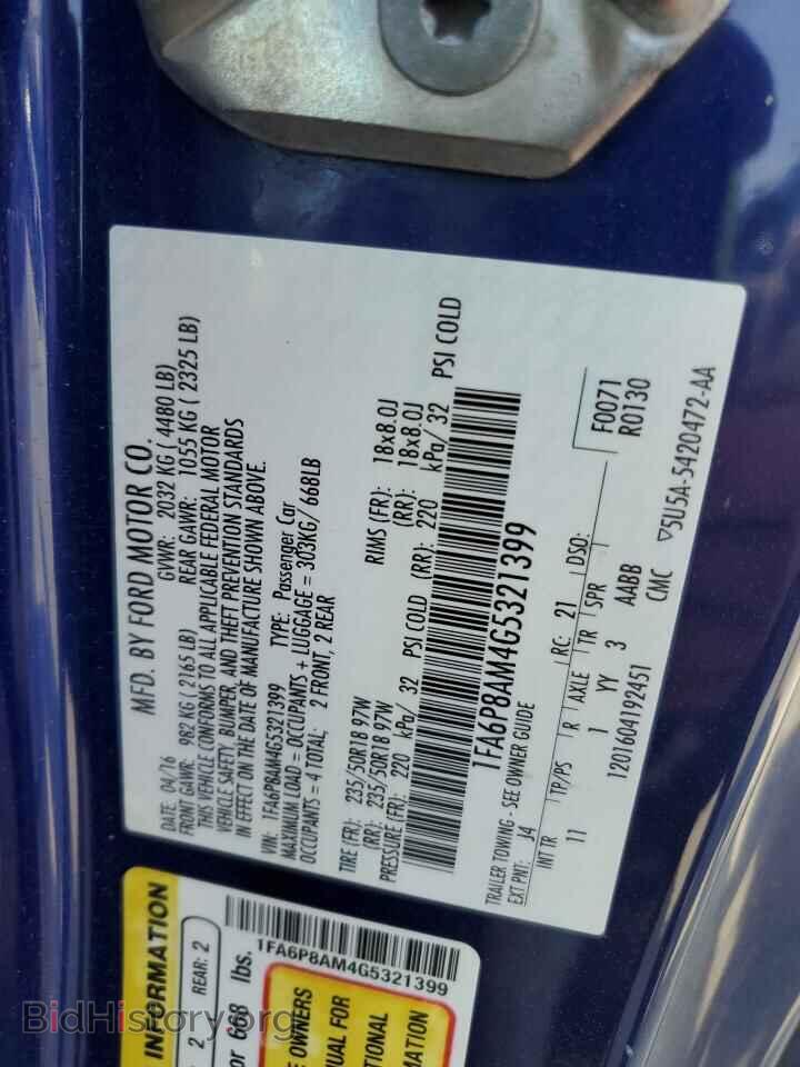 2016 FORD ALL Models - VIN: 1FA6P8AM4G5321399 - Photo 13