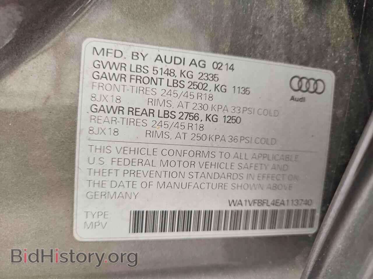 2014 AUDI A4 - VIN: WA1VFBFL4EA113740 - Photo 12
