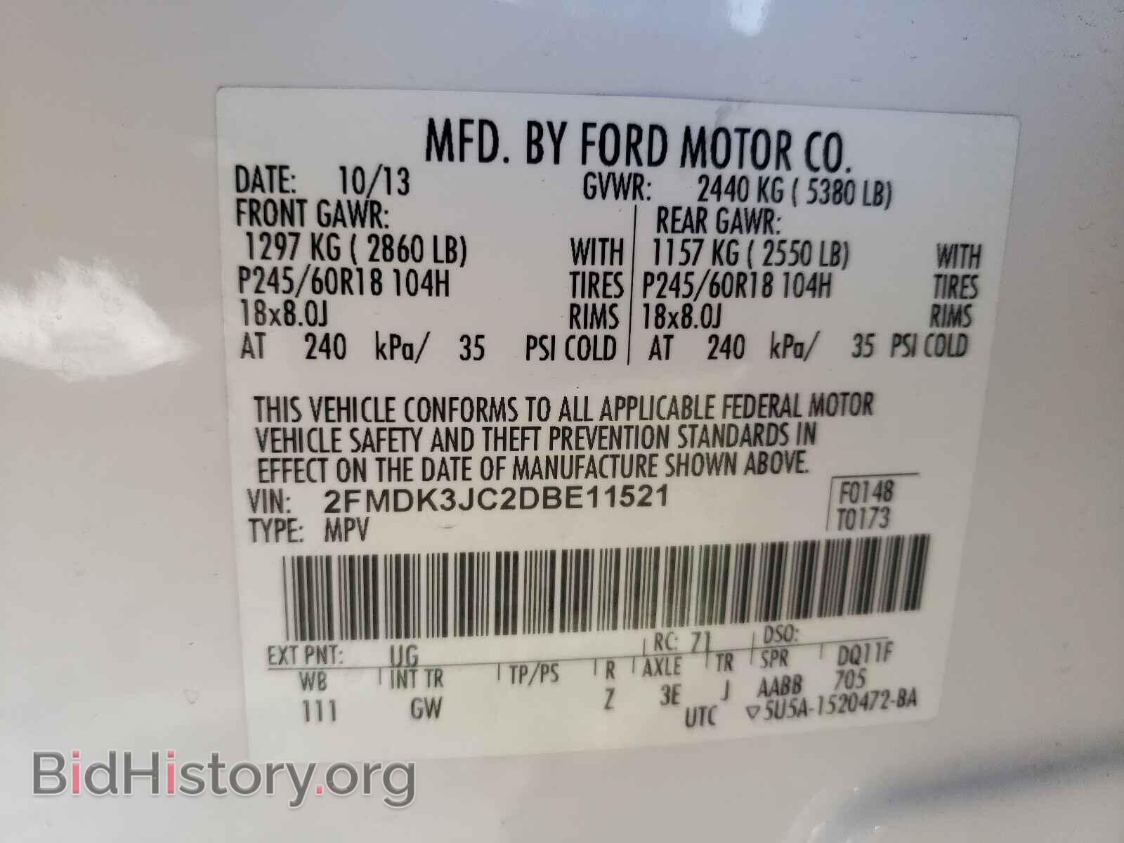 2013 FORD EDGE - VIN: 2FMDK3JC2DBE11521 - Photo 10
