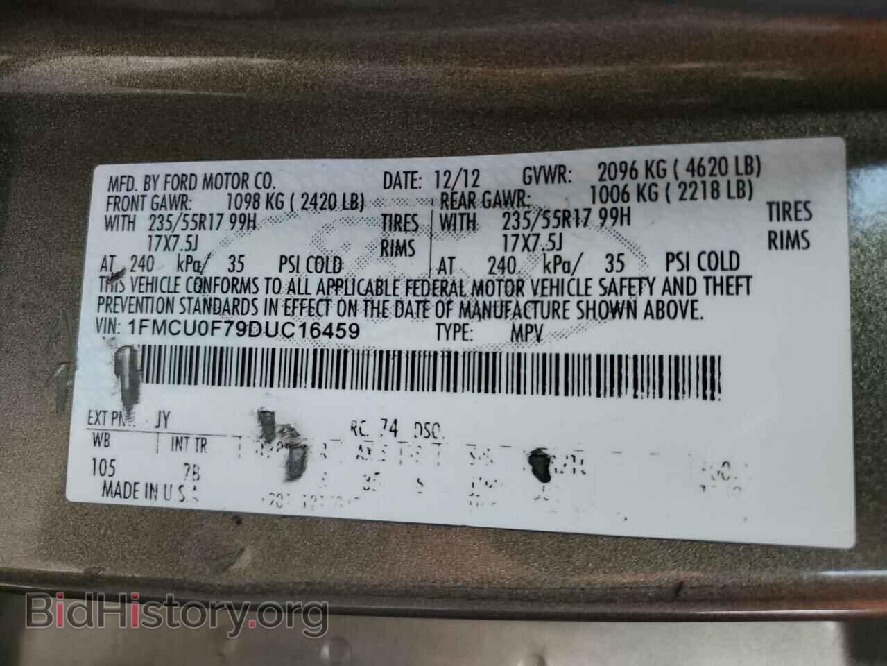 2013 FORD ESCAPE - VIN: 1FMCU0F79DUC16459 - Photo 10
