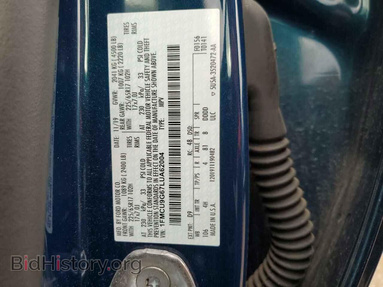 2020 FORD ESCAPE - VIN: 1FMCU9G67LUA62004 - Photo 13