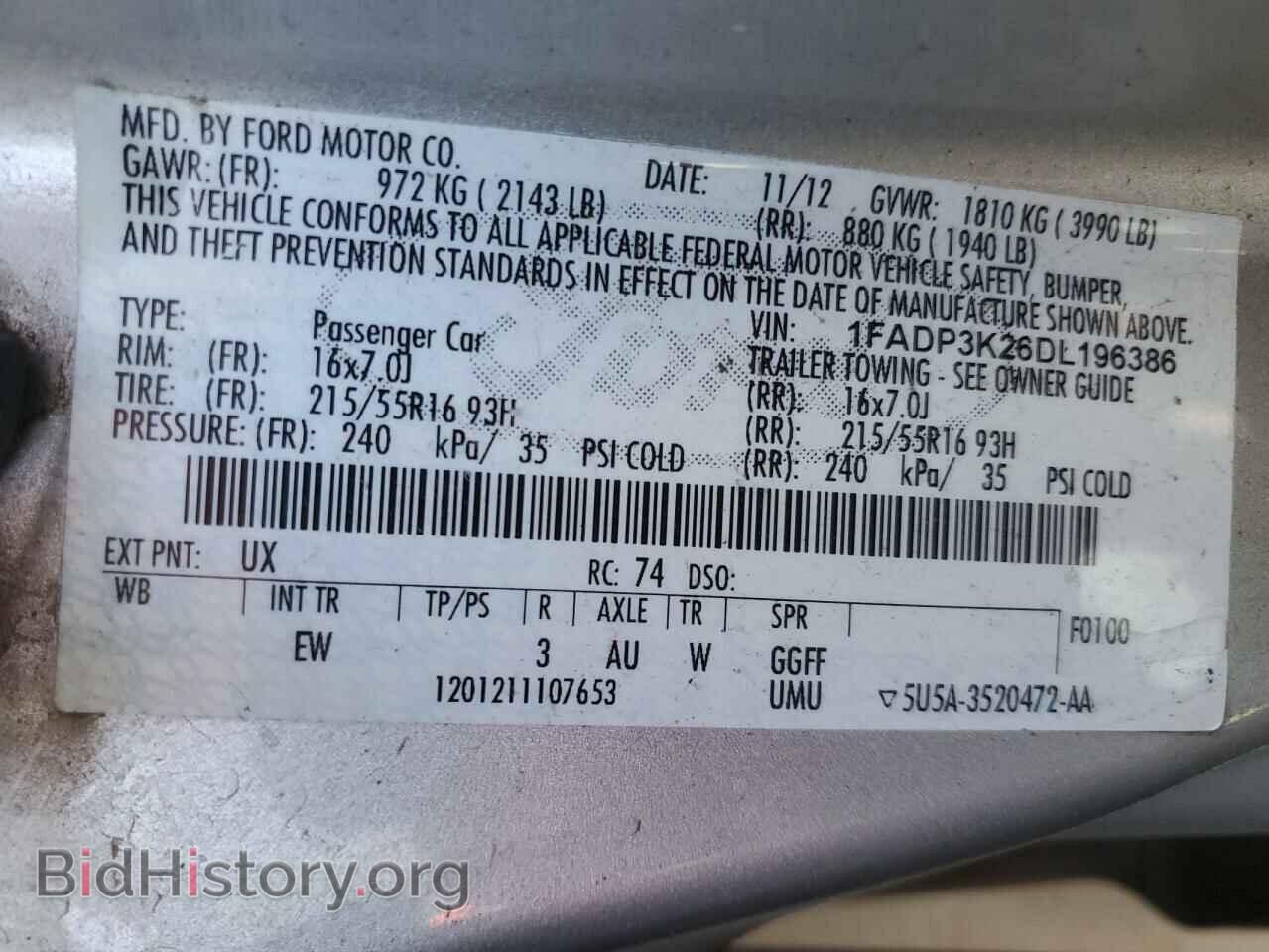 2013 FORD FOCUS - VIN: 1FADP3K26DL196386 - Фото 12