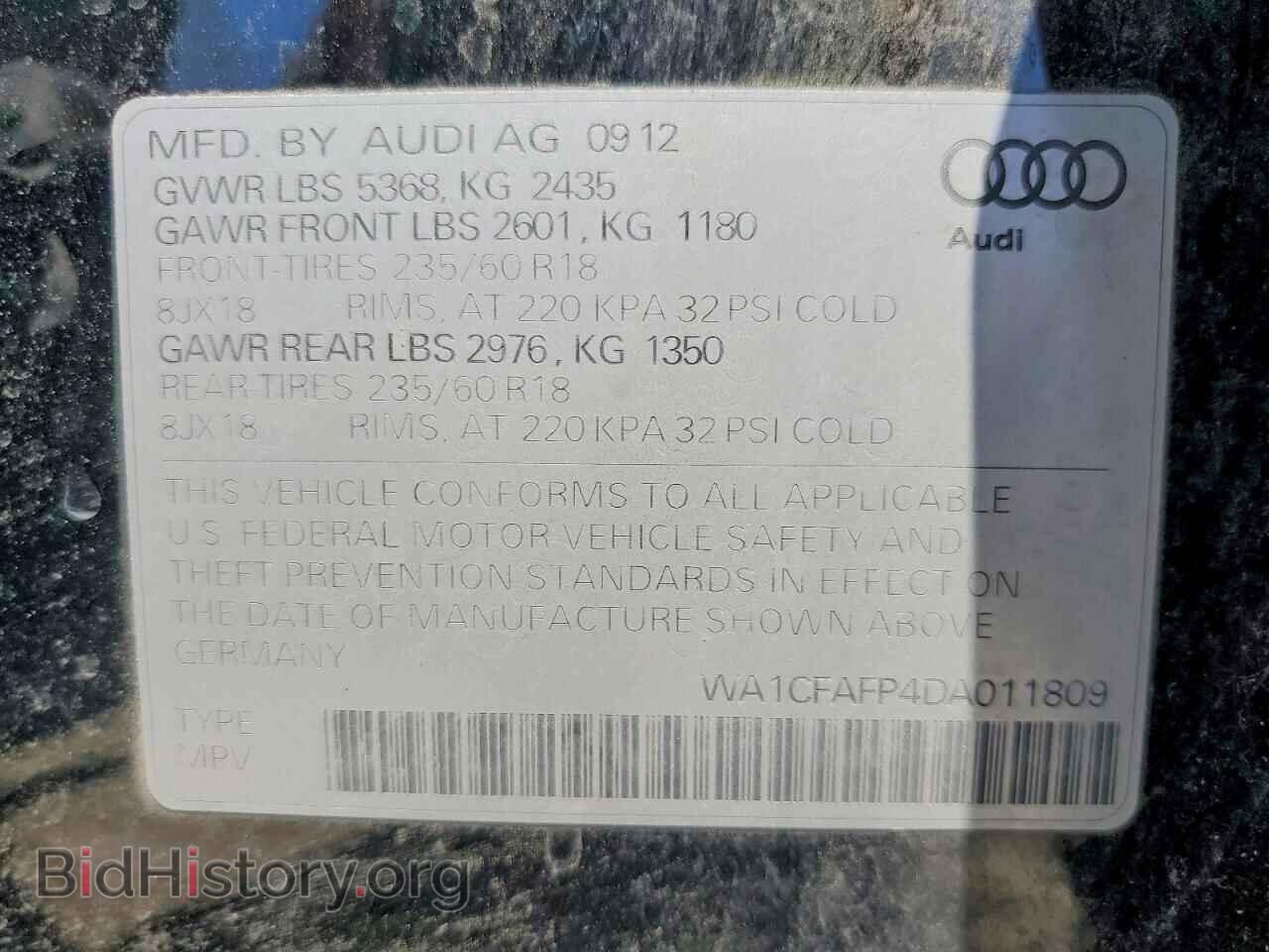 2013 AUDI Q5 - VIN: WA1CFAFP4DA011809 - Photo 13