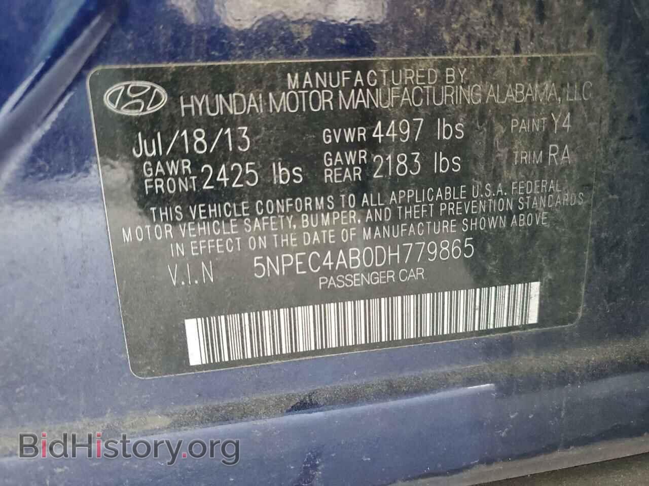 2013 HYUNDAI SONATA - VIN: 5NPEC4AB0DH779865 - Фото 12