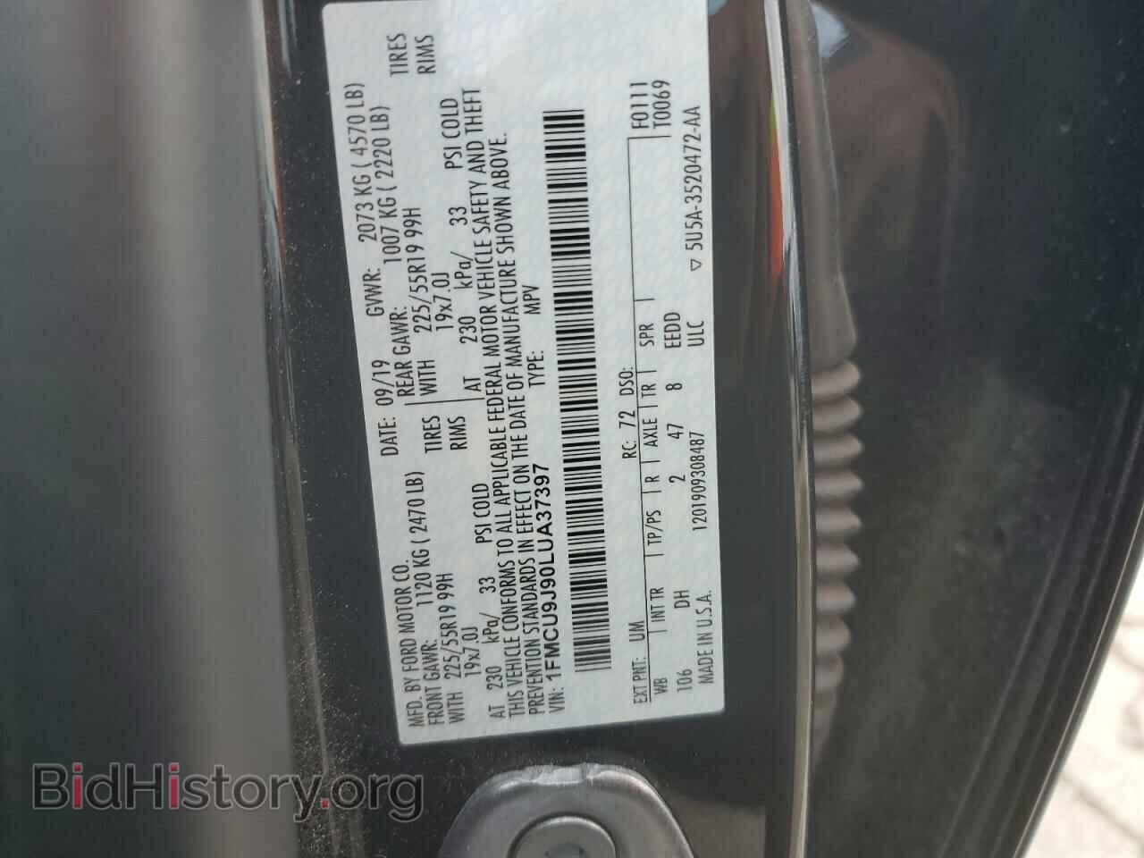 2020 FORD ESCAPE - VIN: 1FMCU9J90LUA37397 - Фото 13