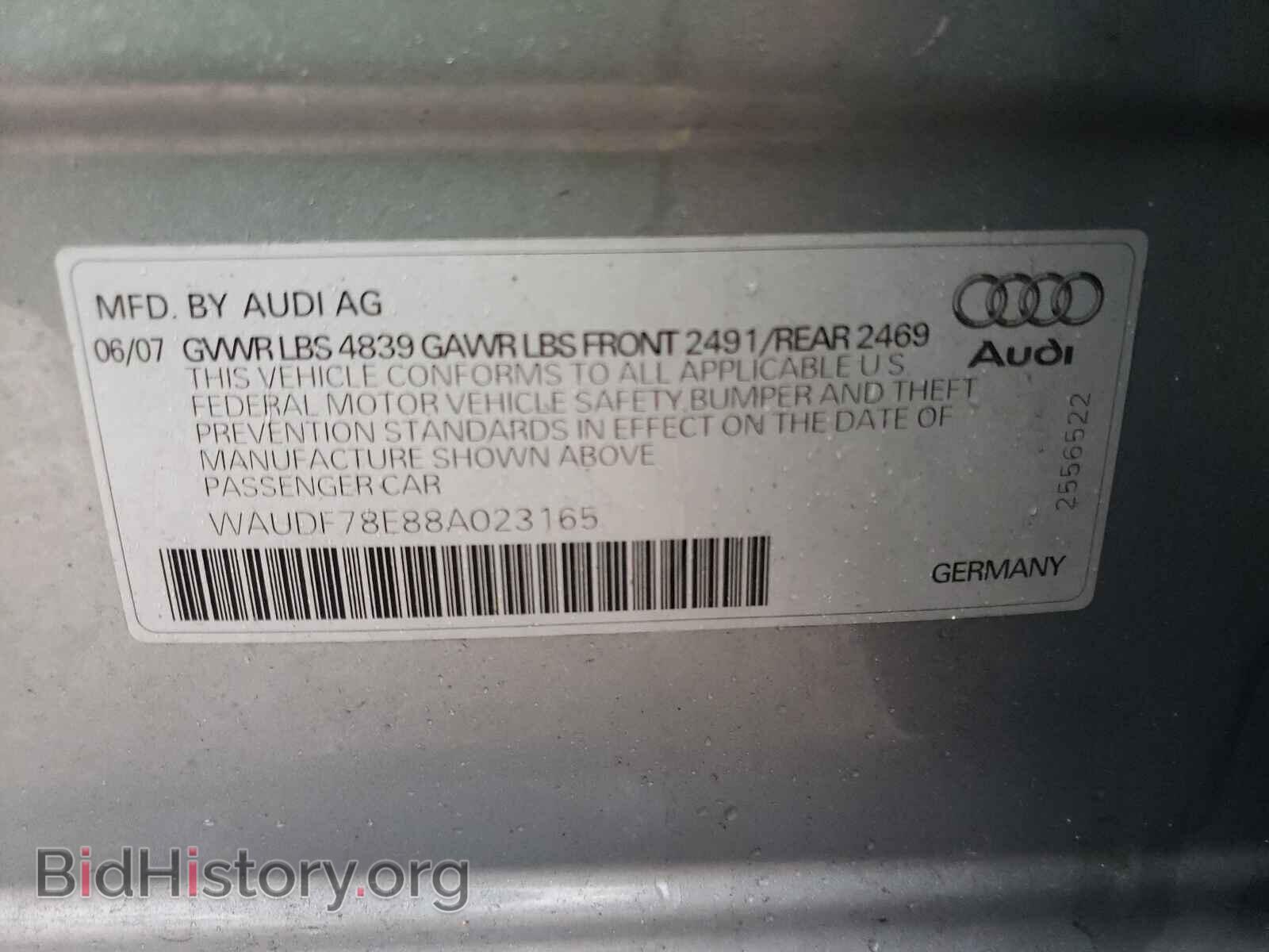 2008 AUDI A4 - VIN: WAUDF78E88A023165 - Фото 10