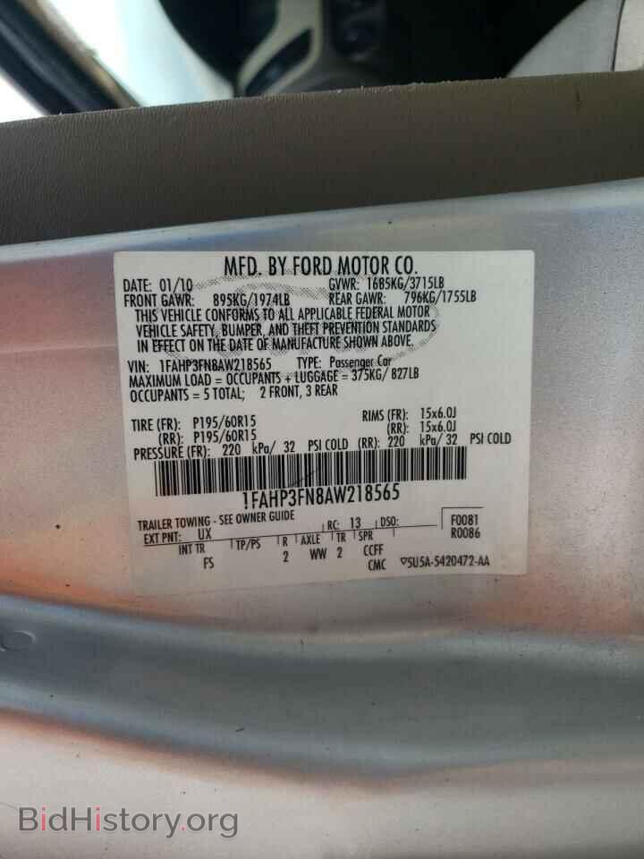 2010 FORD FOCUS - VIN: 1FAHP3FN8AW218565 - Фото 10