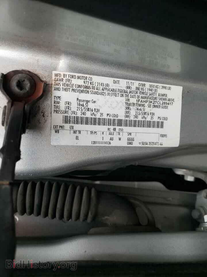 2012 FORD FOCUS - VIN: 1FAHP3K27CL289417 - Фото 10