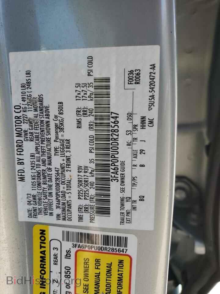2013 FORD FUSION - VIN: 3FA6P0PU0DR285647 - Фото 12