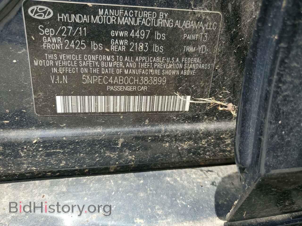 2012 HYUNDAI SONATA - VIN: 5NPEC4AB0CH383899 - Фото 12