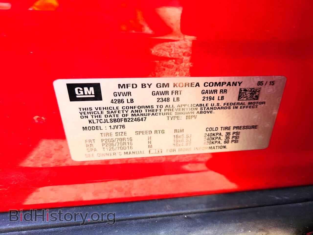 2015 CHEVROLET TRAX - VIN: KL7CJLSB0FB224647 - Фото 13