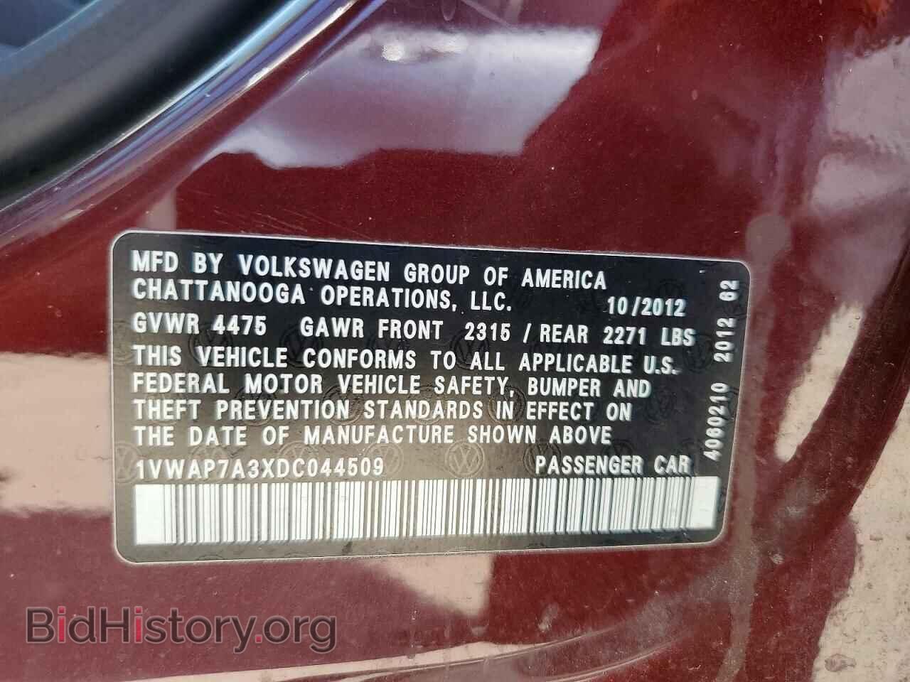 2013 VOLKSWAGEN PASSAT - VIN: 1VWAP7A3XDC044509 - Photo 12