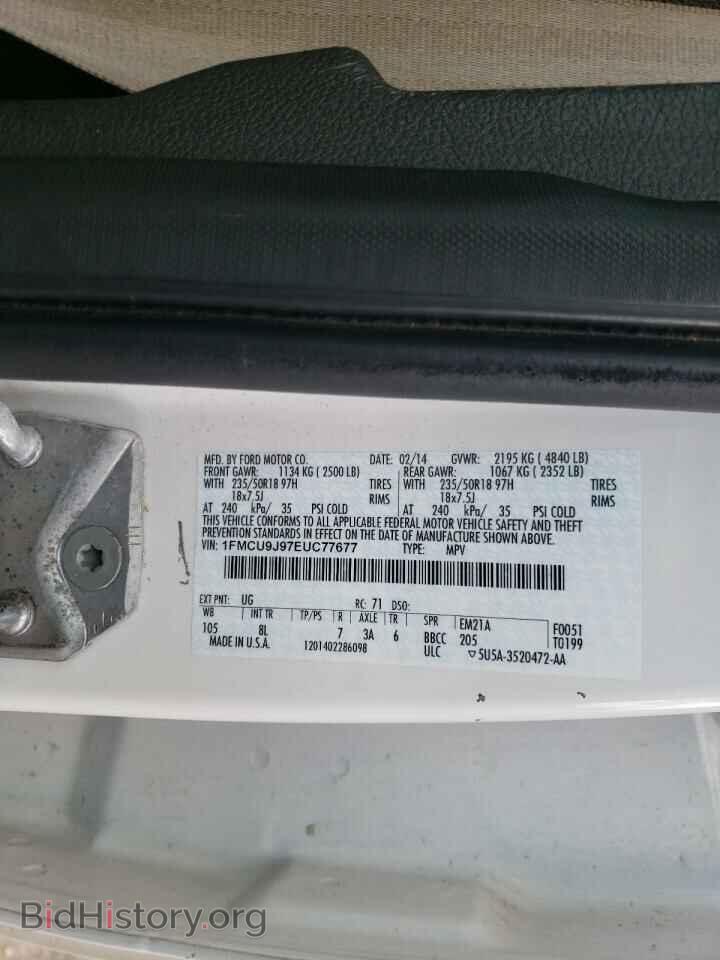 2014 FORD ESCAPE - VIN: 1FMCU9J97EUC77677 - Фото 10