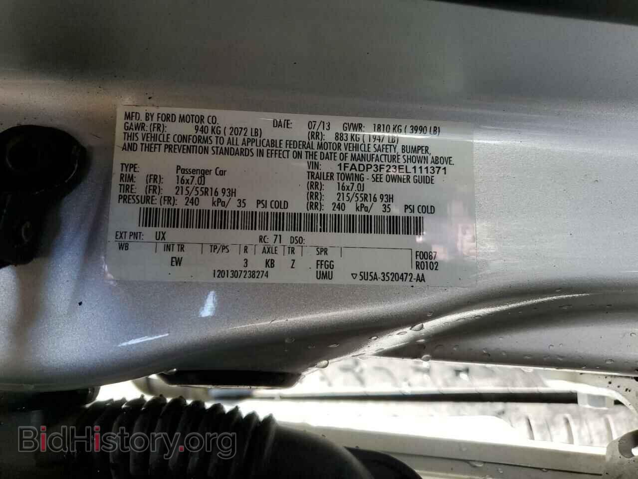 2014 FORD FOCUS - VIN: 1FADP3F23EL111371 - Фото 12