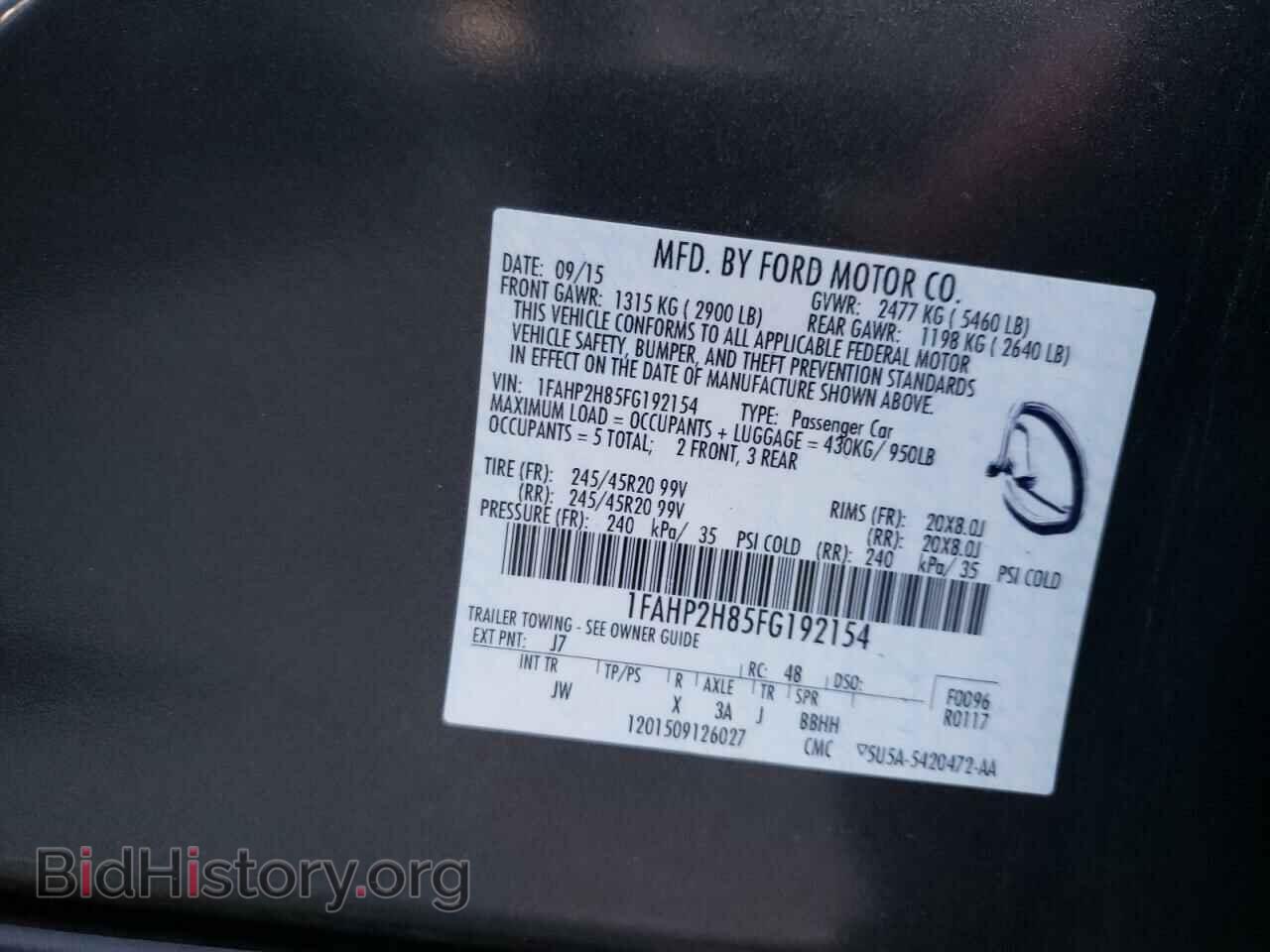 2015 FORD TAURUS - VIN: 1FAHP2H85FG192154 - Фото 10