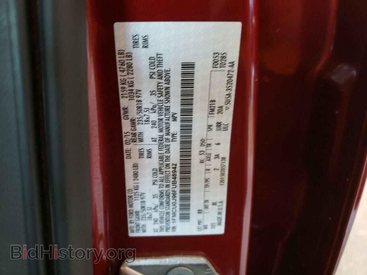 2015 FORD ESCAPE - VIN: 1FMCU0J96FUB48942 - Photo 10