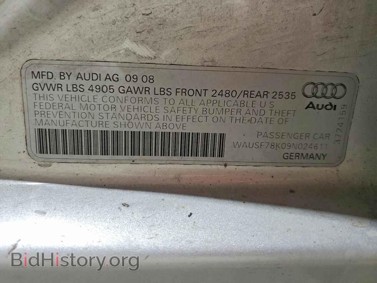 2009 AUDI A4 - VIN: WAUSF78K09N024611 - Фото 12