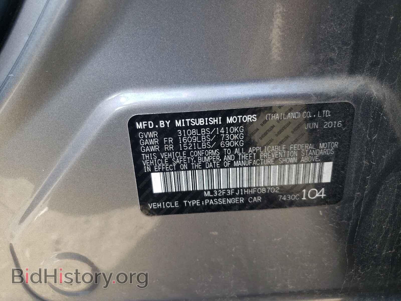 2017 MITSUBISHI MIRAGE - VIN: ML32F3FJ1HHF08702 - Фото 10
