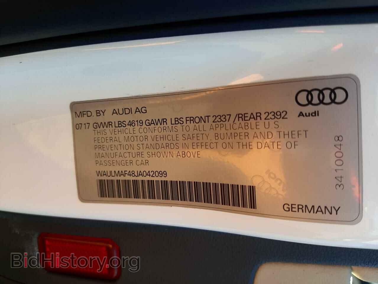 2018 AUDI A4 - VIN: WAULMAF48JA042099 - Фото 10