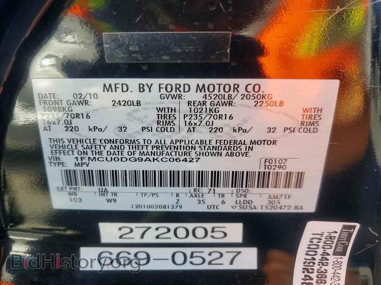 2010 FORD ESCAPE - VIN: 1FMCU0DG9AKC06427 - Photo 13
