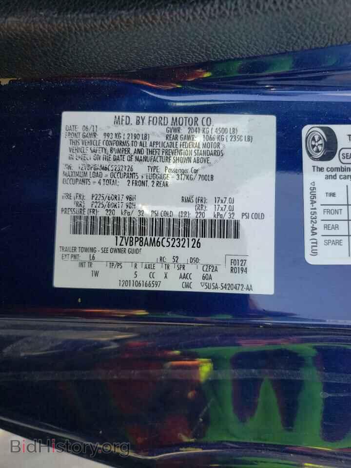 2012 FORD MUSTANG - VIN: 1ZVBP8AM6C5232126 - Фото 10
