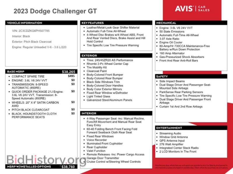 2023 Dodge CHALLENGER (VIN 2C3CDZKG6PH507785) — фото 12 из 13