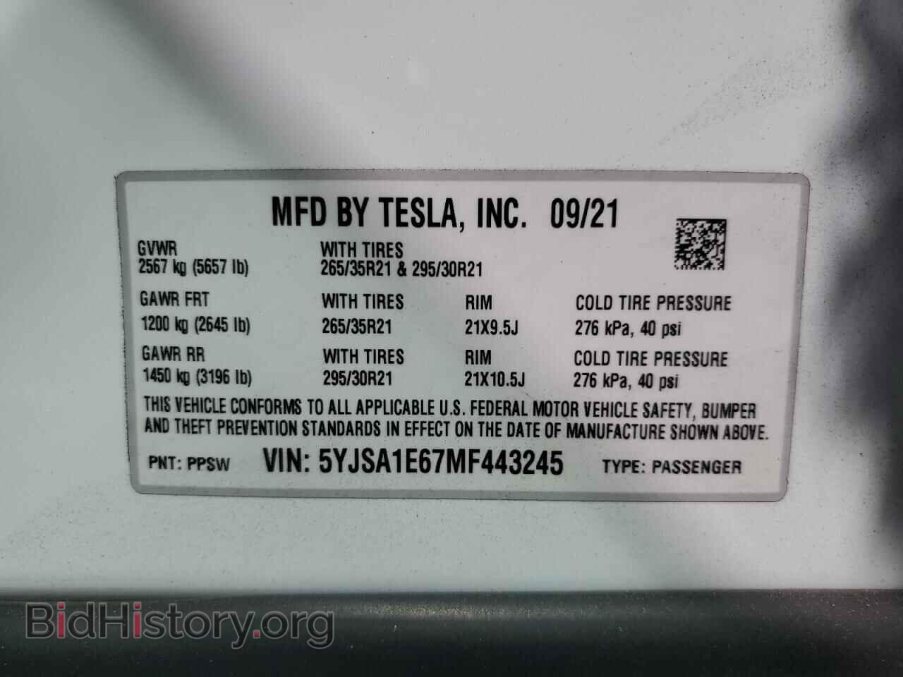 2021 TESLA MODEL S - VIN: 5YJSA1E67MF443245 - Photo 12