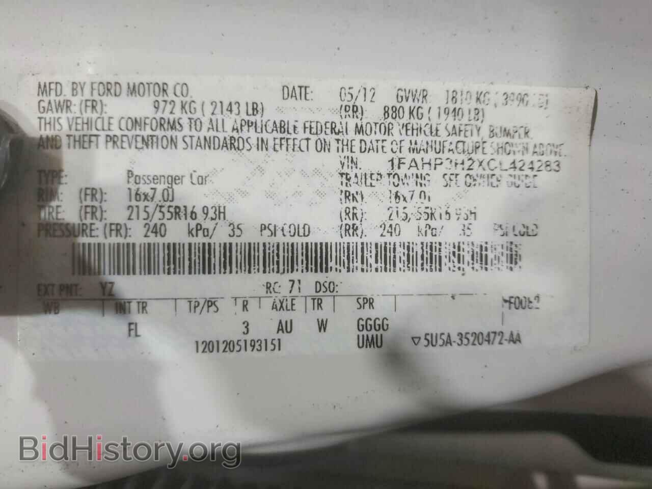 2012 FORD FOCUS - VIN: 1FAHP3H2XCL424283 - Photo 12