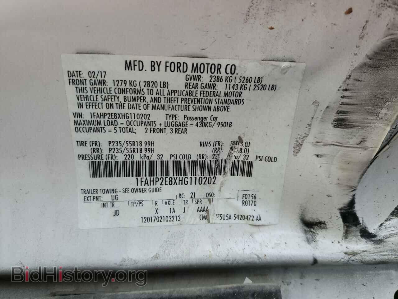 2017 FORD TAURUS - VIN: 1FAHP2E8XHG110202 - Фото 10