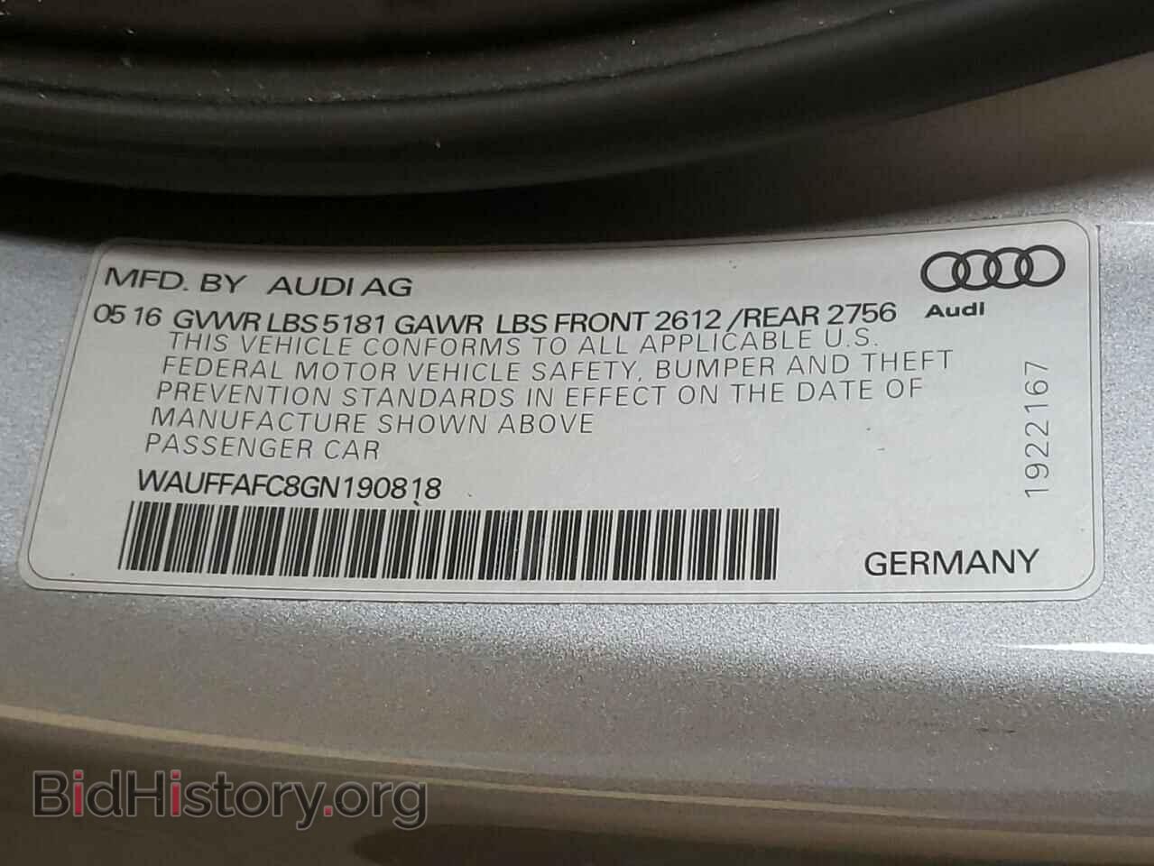 2016 AUDI A6 - VIN: WAUFFAFC8GN190818 - Фото 12