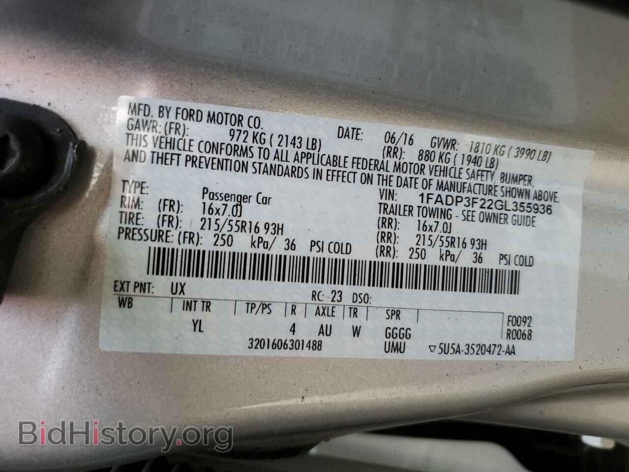 2016 FORD FOCUS - VIN: 1FADP3F22GL355936 - Фото 10