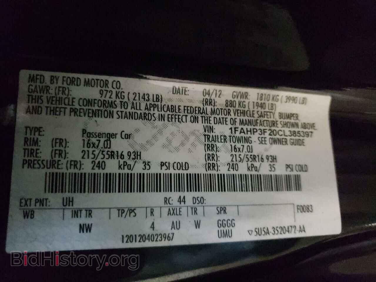 2012 FORD FOCUS - VIN: 1FAHP3F20CL385397 - Фото 10