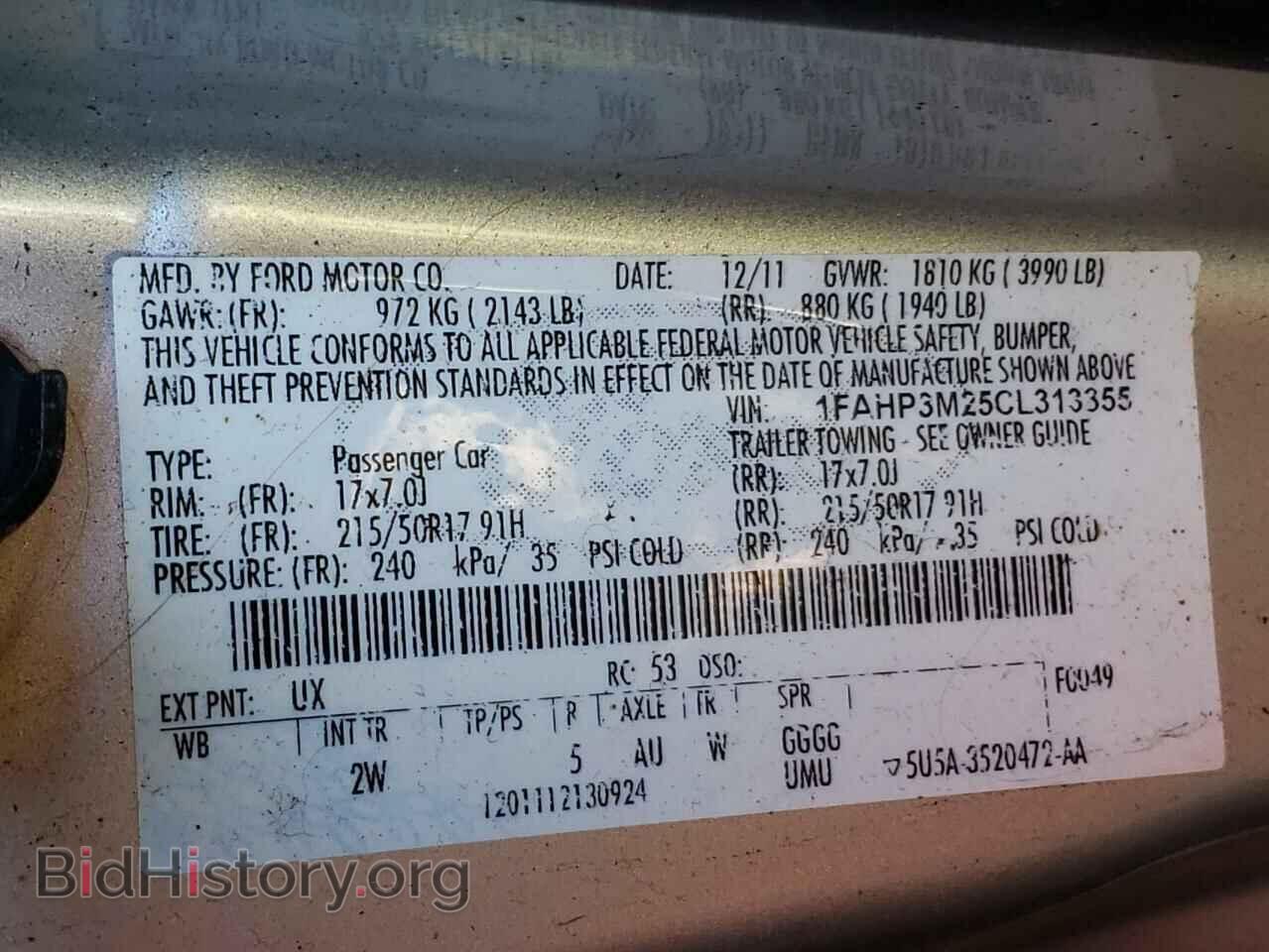 2012 FORD FOCUS - VIN: 1FAHP3M25CL313355 - Фото 10